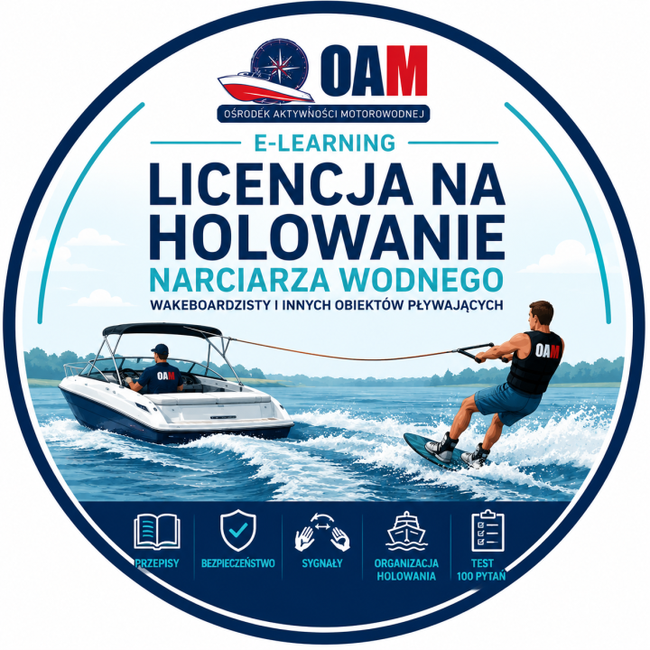 Kurs e-learningowy: licencja na holowanie narciarza wodnego i innych obiektów pływających  - dostęp na 30 dni